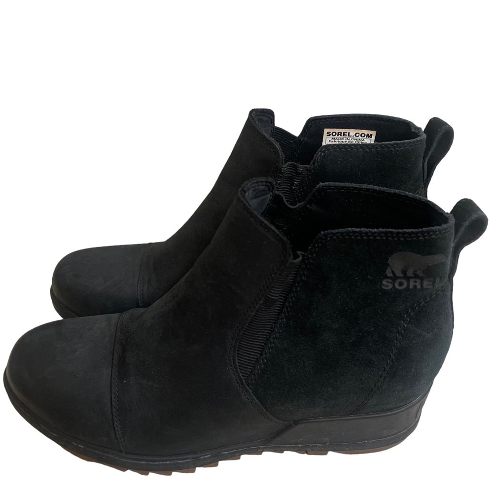 Sorel evie Chelsea Black Waterproof Suede Ankle Boots  comfort Womens 9